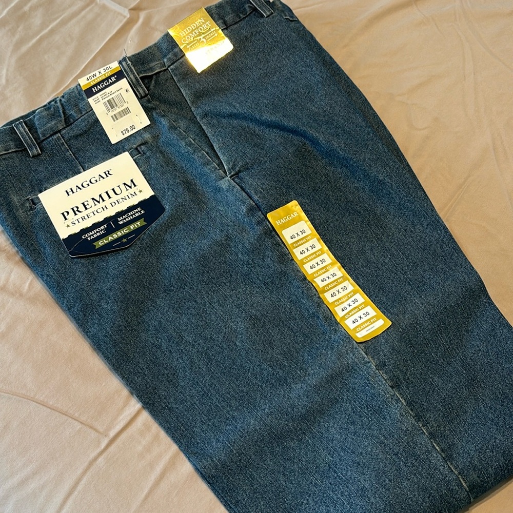 Haggar premium stretch denim 40x30 nwt